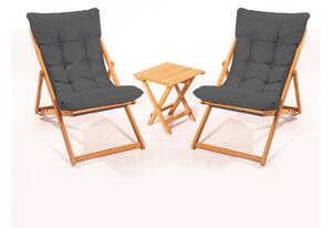 Set mobilier de grădină masă și scaune Kikadu 5 (gri + natural) (pentru 2 persoane). 1093853