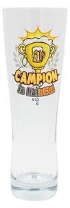 Pahar bere, 500 ml, mesaj funny “Campion la halBERe”