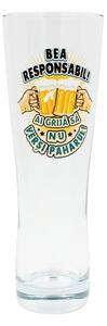 Pahar bere, 500 ml, mesaj funny “Bea responsabil! Ai grijă să nu verși paharul!"