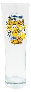 Pahar bere, 500 ml, mesaj funny “Oamenii buni zâmbesc și beau bere!"