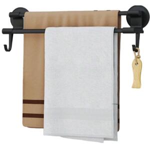 Suport dublu prosoape baie, 50 cm, Negru