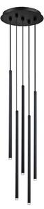 Viokef Lampă suspendată Zenia LED, negru mat, 5 lumini, Negru, Camera de zi / sufragerie, Aluminiu, Modern