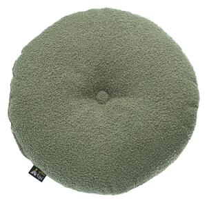 Pernă rotundă din catifea cu buton culoare verde Țesătură împletitură