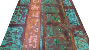 Masa dreptunghiulara cu blat din lemn de tec reciclat Bali 45x70x76 cm multicolora