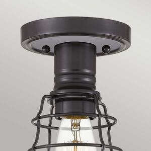 QUOIZEL Plafonieră Mixon cu colivie metalică, bronz, reglabil, Bronz / Alamă Veche, Camera de zi / sufragerie, Metal, Design industrial