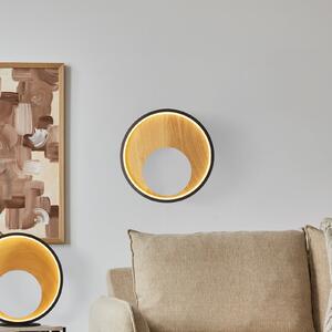 Searchlight Curio LED de perete, aspect lemn, Negru, Camera de zi / sufragerie, Metal, Modern