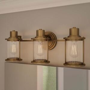 QUOIZEL Aplică Riggs IP44, alamă antică, 3 flăcări, Bronz / Alamă Veche, Baie, Metal
