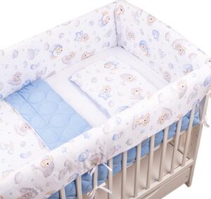Lenjerie patut Maxi cu aparatori laterale matlasate pentru pat 120x60 cm Koala Dreams Blue