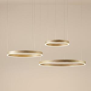 Quitani Lampă suspendată LED Aureon, auriu, Ø 80 cm, dimabilă, CCT, reglabil, Auriu / Alamă, Camera de zi / sufragerie, Aluminiu, Modern