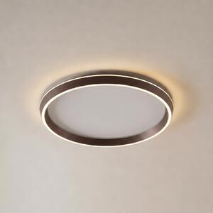 Lucande Plafonieră LED Rylan, maro, Ø 62 cm, dimabilă, CCT, reglabil, Maro / Rugină, Camera de zi / sufragerie, Metal, Modern