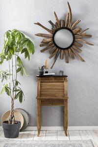 Oglinda soare cu rama din lemn maro ROMANTEAKA, 90 x 8 x 90 cm