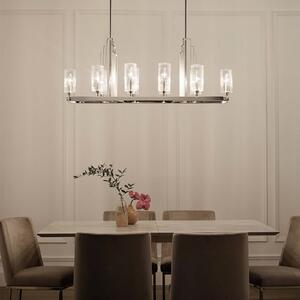 Quintiesse Lampă suspendată Kimrose, 10 lumini, nichel lustruit, reglabil, Metalic, Camera de zi / sufragerie, Metal