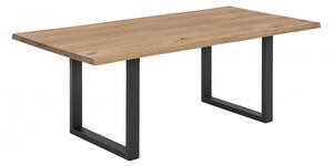 Masa dreptunghiulara cu blat din lemn de stejar Tables & Benches 200x100x76 cm maro deschis/ negru