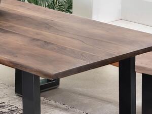 Masa dreptunghiulara cu blat din lemn de salcam Tables & Benches 140x80x77 cm maro inchis/negru