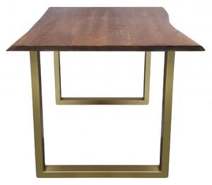 Masa dreptunghiulara cu blat din lemn de salcam Tables & Benches 160 x 85 x 77 cm maro/auriu