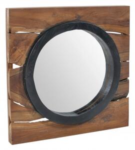Oglinda patrata cu rama din lemn maro ROMANTEAKA, 50 x 4 x 50 cm