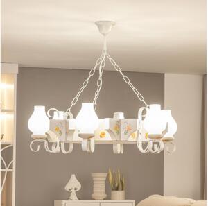 Brilagi - Candelabru suspendat cu lanț QUEEN 6xE14/40W/230V fag/crem
