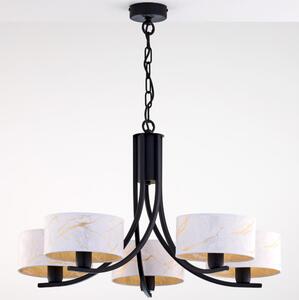 Jupiter 2104 - Lustră pe lanț ARTHUR 5xE27/15W/230V alb/negru/decor marmură
