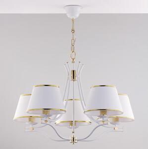 Jupiter 2084 - Candelabru pe lanț SAMBA, 5xE27/15W/230V, alb/auriu