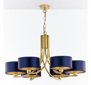Jupiter 2095 - Candelabru ARTHUR cu lanț 6xE27/15W/230V albastru/auriu