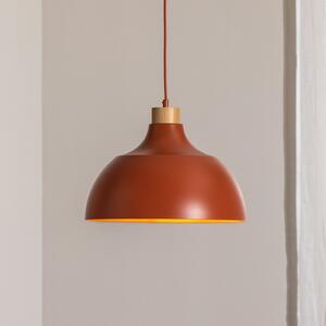 Envostar Lampa suspendată Kaitt, roșu cărămiziu, Ø 34 cm, detaliu din lemn, reglabil, Roșu, Camera de zi / sufragerie, Metal, Scandinavă