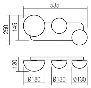 Redo 01-4329 - Aplică de perete LED LUMIEN 3xLED/18W/230V 2700/3000K, aurie