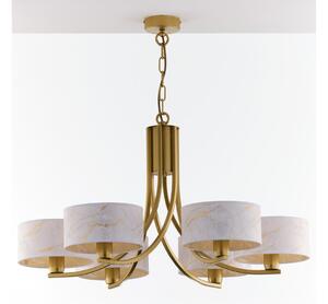 Jupiter 2098 - Lustru cu lanț ARTHUR 6xE27/15W/230V alb/auriu/decor marmură