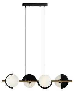 Viokef Lampă suspendată Darcy, negru/bronz, 4 lumini, reglabil, Negru, Camera de zi / sufragerie, Metal, Modern