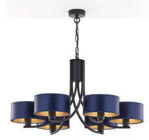 Jupiter 2102 - Candelabru cu lanț ARTHUR 6xE27/15W/230V albastru/negru