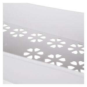 Etajera modulara, 4 rafturi depozitare, roti pivotante 360 grade, 4 carlige prosoape, 91,5x37x12 cm