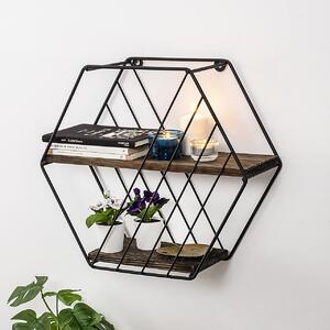 Rafturi perete, Minimal Space, UnicUtil, 44 x 40 x 15 cm, Negru Nuc Inchis