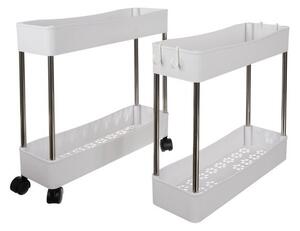 Etajera modulara, 4 rafturi depozitare, roti pivotante 360 grade, 4 carlige prosoape, 91,5x37x12 cm