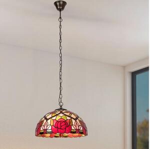 Brilagi - Candelabru Tiffany GARLAN cu vitralii, suspendat pe lanț, 2xE27/60W/230V