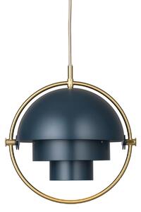 GUBI Lampă suspendată Gubi Multi-Lite, Ø 27 cm, alamă/albastru închis, reglabil, Albastru, Camera de zi / sufragerie, Metal, Design