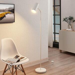 Lindby lampadar Karoli, alb, 145cm, metal, braț flexibil