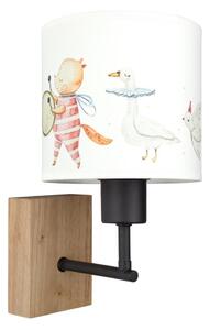 Brilagi - Aplică de perete BOBO WOOD 1xE27/25W/230V stejar/negru/alb/cu figuri de animale