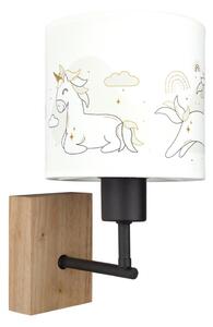 Brilagi - Lampă de perete BOBO WOOD 1xE27/25W/230V stejar/negru/alb/unicorni