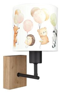 Brilagi - Lampă de perete BOBO WOOD 1xE27/25W/230V stejar/negru/alb/cu animale