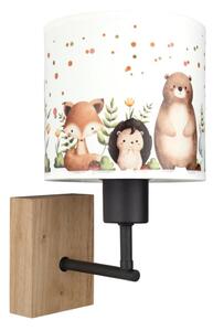 Brilagi - Aplica de perete BOBO WOOD 1xE27/25W/230V stejar/negru/alb/cu motive animale