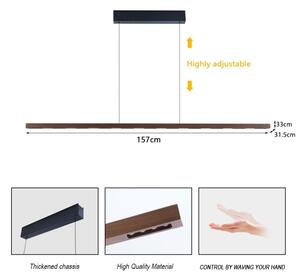 Immax NEO 07309L-LED Lustră suspendată dimabilă pe cablu cu senzor MADEIRA, 37W/230V, 157 cm, nuc