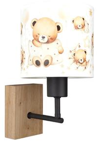 Brilagi - Aplică de perete BOBO WOOD 1xE27/25W/230V stejar/negru/alb/cu ursuleți