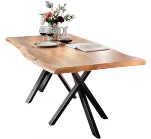 Masa dreptunghiulara cu blat din lemn de salcam Tables & Benches 200 x 100 x 76 cm maro/neagra