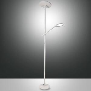 Fabas Luce Regina lampadar LED cu braț de lectură, 2 becuri, alb, reglabil, Alb, Camera de zi / sufragerie, Metal, Modern, Lumină de lectură