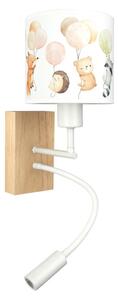 Brilagi - Lampă LED Flex. BOBO WOOD 1xE27/25W/230V + LED/3W stejar/alb/cu animaluțe