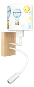 Brilagi - Lampă LED Flex. BOBO WOOD 1xE27/25W/230V + LED/3W stejar/alb/animăluțe