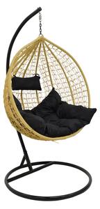 Balansoar de Gradina Model Zafer, Natural/Negru, 106x103x200 cm