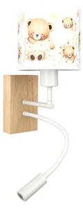 Brilagi - Lampă LED flexibilă BOBO WOOD 1xE27/25W/230V + LED/3W stejar/alb/ursuleți