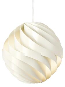 GUBI Lampă suspendată Gubi Turbo, alb alabastru lucios, Ø 36 cm,, reglabil, Alb, Camera de zi / sufragerie, Aluminiu, Design, glob