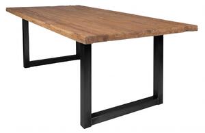 Masa dreptunghiulara cu blat din lemn de tec reciclat Tables & Benches 180 x 100 x 76 cm maro/negru