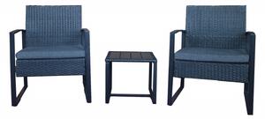 Set 2 scaune cu masa pentru gradina din ratan albastre